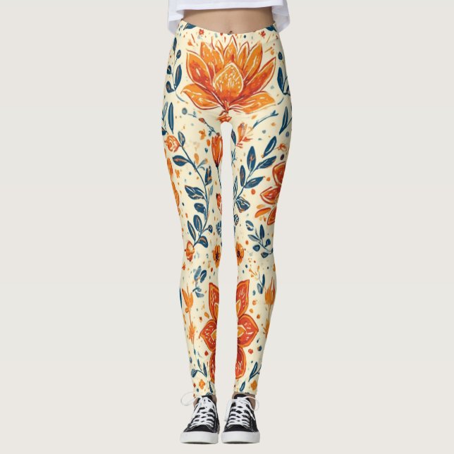 Retro Bloom Burst - Leggings (Front)