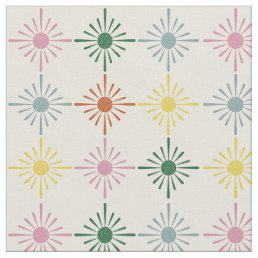 Retro Bloom Geometric Floral Print Patterned Fabric