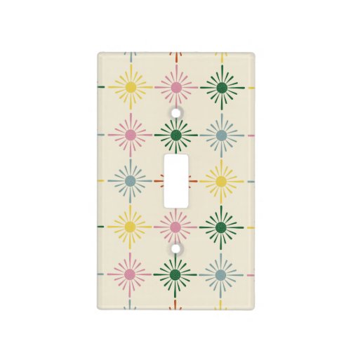 Retro Bloom Geometric Floral Print Patterned Light Switch Cover