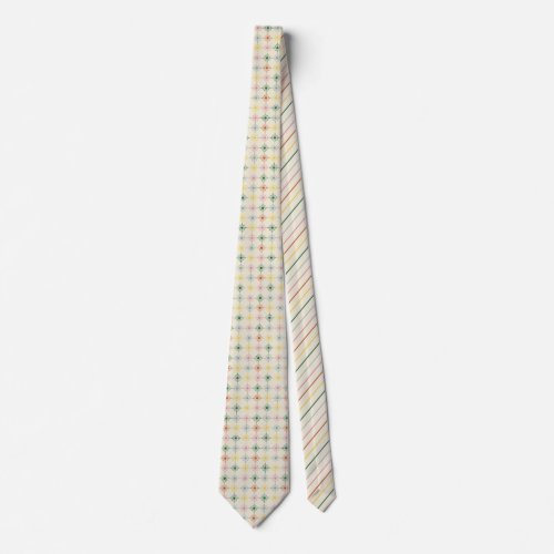 Retro Bloom Geometric Floral Print Patterned Neck Tie