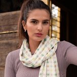 Retro Bloom Geometric Floral Print Patterned Scarf<br><div class="desc">Add some style to any outfit with this patterned scarf. Geometric depictions of daisies in muted shades of light blue,  dark green,  pink,  rust orange and yellow are set against a sand or beige colored background for a simple,  retro look.</div>