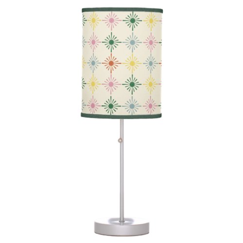 Retro Bloom Geometric Floral Print Patterned Table Lamp