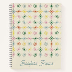 Retro Bloom Geometric Floral Print Personalized Notebook