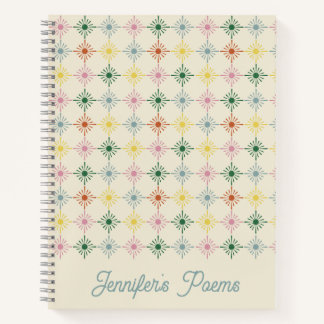 Retro Bloom Geometric Floral Print Personalized Notebook