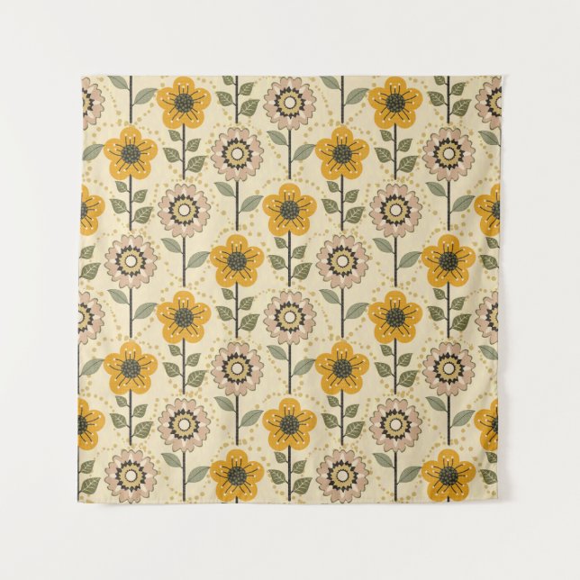 Retro Bloom Harmony Tapestry (Front)