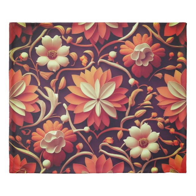"Retro Bloom - Seamless Floral Pattern Duvet Cover (Front)