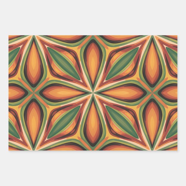 Retro Bloom Wrapping Paper Sheets (Front)