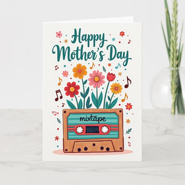 Retro Blooms Mothers Day Card (Front)