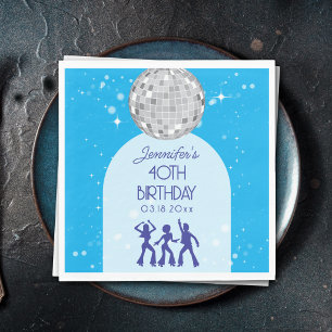 Retro Blue 70s 80s Disco Party Birthday Party Napkins