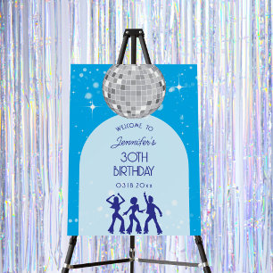 Retro Blue 70s 80s Disco Party Birthday Welcome Foam Board
