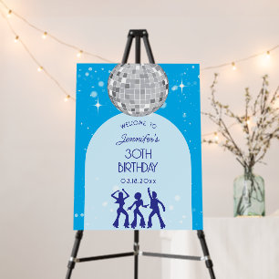 Retro Blue 70s 80s Disco Party Birthday Welcome Foam Board
