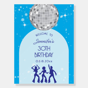 Retro Blue 70s 80s Disco Party Birthday Welcome Foam Board