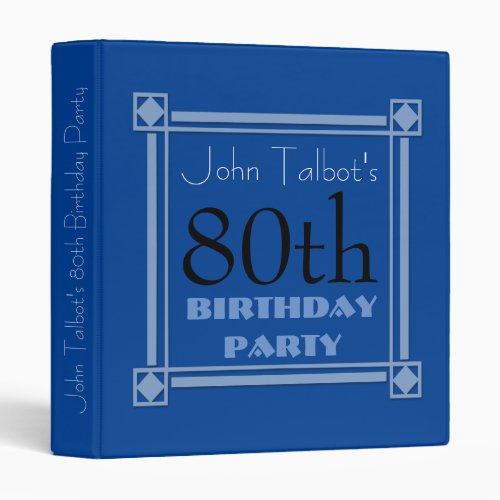 Retro Blue 80th birthday Guest Book Binder