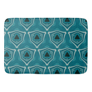 Retro Blue Abstract Modern Print Bath Mat
