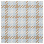 Retro blue and beige houndstooth plaid pattern fabric