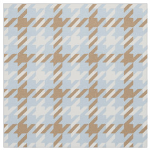 Retro blue and beige houndstooth plaid pattern fabric
