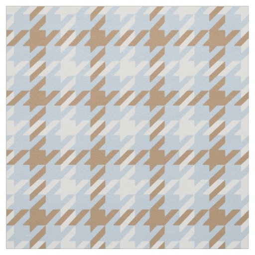 Retro blue and beige houndstooth plaid pattern fabric