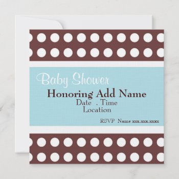 Retro Blue And Brown Dots Baby Shower Invitation by jgh96sbc at Zazzle