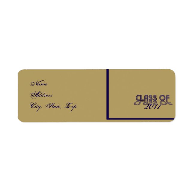 Retro Blue and Gold Graduation Return Address Label (Front)