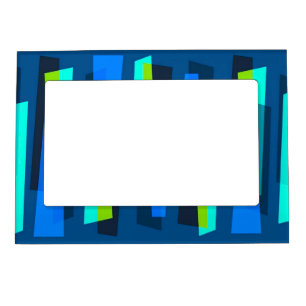 Retro Blue and Green Abstract Print Magnetic Frame