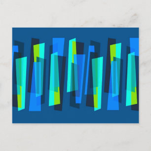 Retro Blue and Green Abstract Print Postcard
