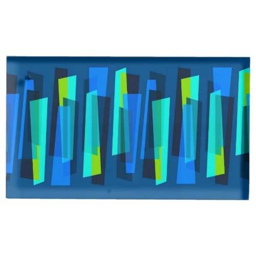 Retro Blue and Green Abstract Table Card Holder