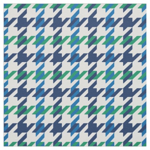 Retro blue and green houndstooth plaid pattern fabric
