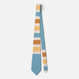 Retro Blue and Orange Blue Vintage Stripes Neck Tie