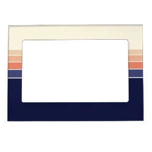 Retro Blue and Peach Striped Magnetic Frame