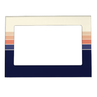 Retro Blue and Peach Striped Magnetic Frame