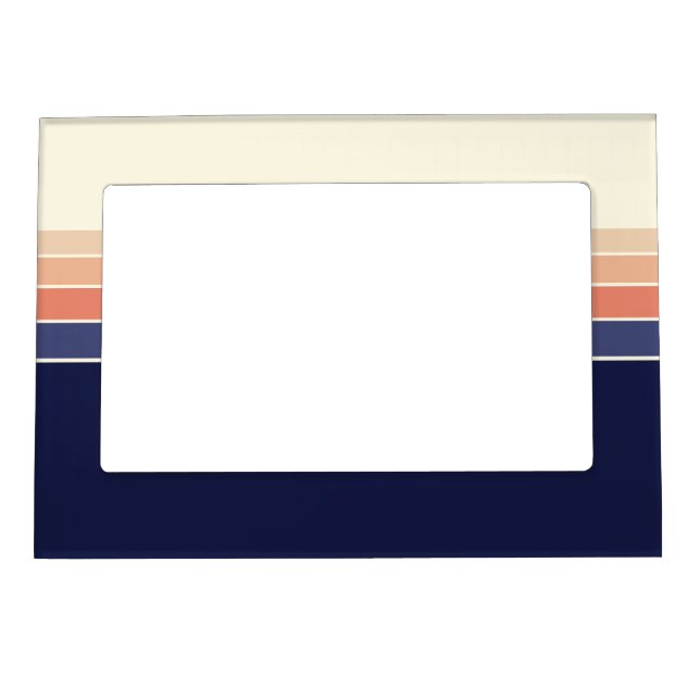 Retro Blue and Peach Striped Magnetic Frame (Front)