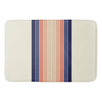 Retro Blue and Peach "Surfboard" Striped Bath Mat