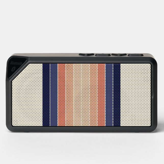 Retro Blue and Peach "Surfboard" Striped  Bluetooth Speaker (Front)