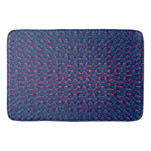Retro blue and pink pattern bath mat