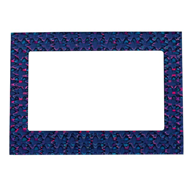 Retro blue and pink pattern magnetic frame (Front)