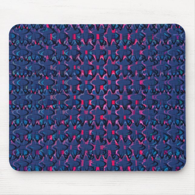 Retro blue and pink pattern mouse pad (Front)