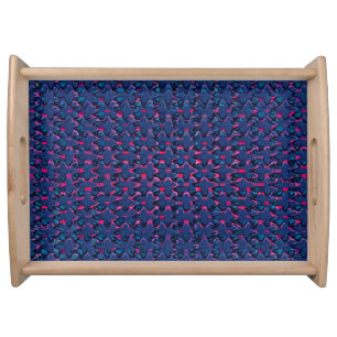 Retro blue and pink pattern serving tray