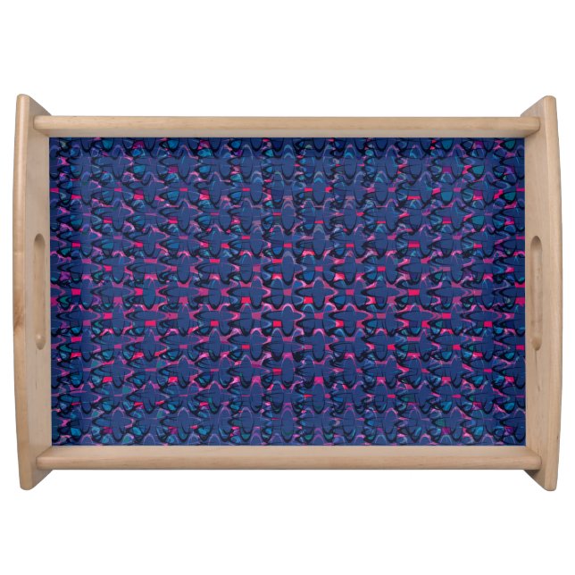 Retro blue and pink pattern serving tray (Front)