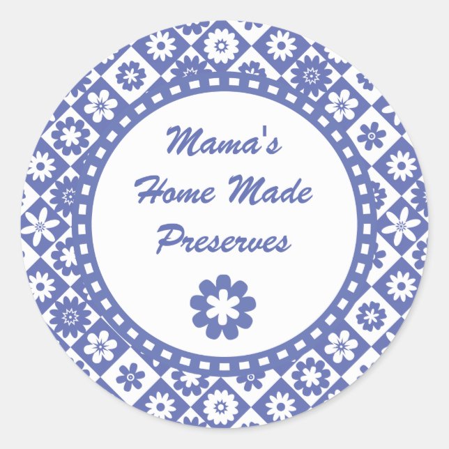 Retro Blue and White Canning Jar Labels (Front)