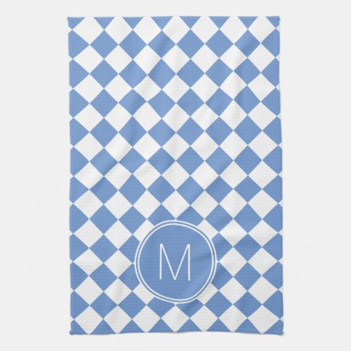 Retro Blue and White Checkered Check Kitchen Towel