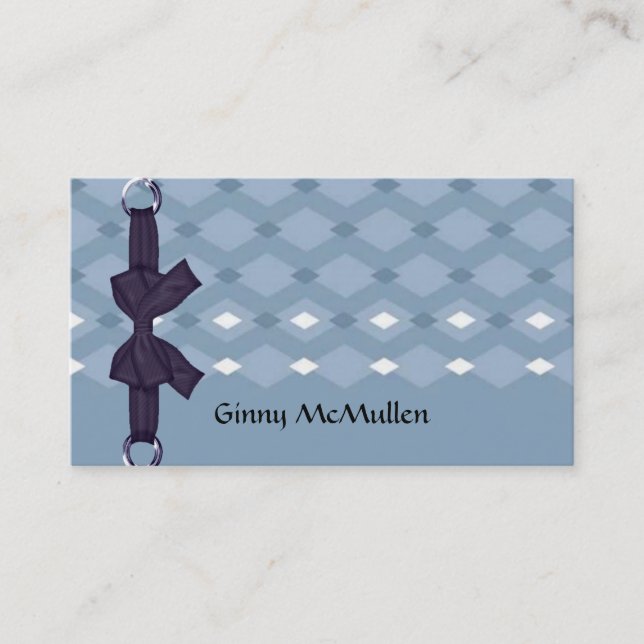 RETRO BLUE AND WHITE DIAMOND BUSINESS CARDS (Front)