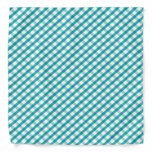 Retro Blue and White Gingham Check Bandana
