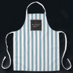 Retro Blue and White Stripes Apron<br><div class="desc">Dusty blue and white stripes bring a retro personality to this personalized apron. The nostalgic stripe motif is stylish and chic. Great for bakeries,  home chefs,  salons,  or personal use! Art and design © 1201AM Design Studio | www.1201am.com</div>