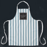 Retro Blue and White Stripes Apron<br><div class="desc">Dusty blue and white stripes bring a retro personality to this personalized apron. The nostalgic stripe motif is stylish and chic. Great for bakeries,  home chefs,  salons,  or personal use! Art and design © 1201AM Design Studio | www.1201am.com</div>