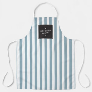 Retro Blue and White Stripes Apron