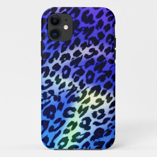 Retro blue animal skin texture of leopard iPhone 11 case