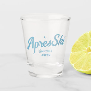 Retro Blue Apres Ski Custom Ski Resort Party Shot Glass