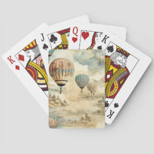 Retro Blue Balloon Antique Travel Landscape Poker Cards