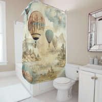 Retro Blue Balloon Antique Travel Landscape