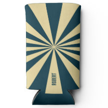 Retro Blue &Beige Stripes Script Minimalist Name